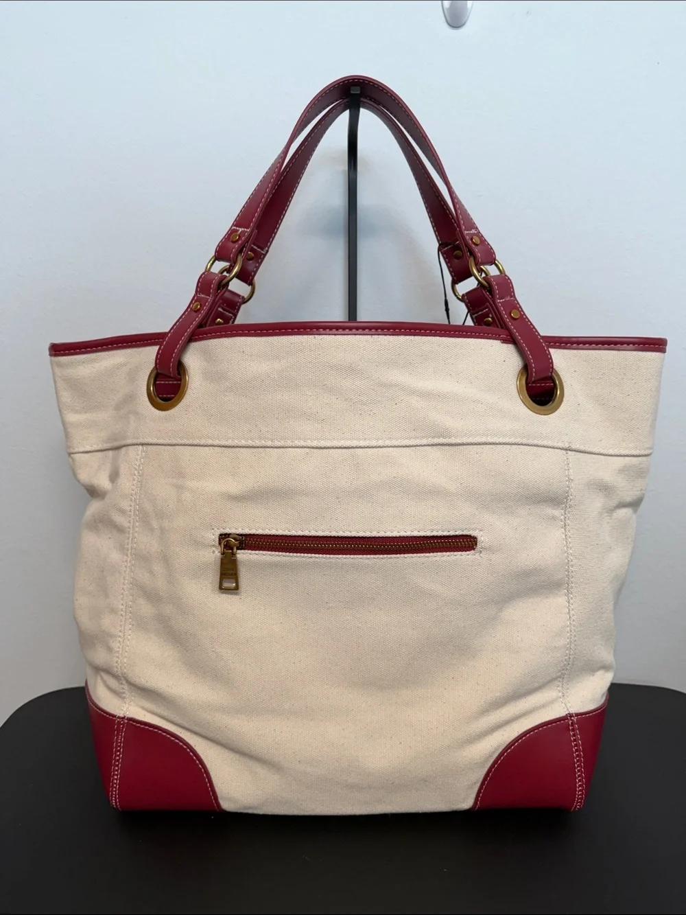 Steve Madden | Wine Canvas Boatkin Vacation Tote w/ Separate Purse & Crossbody